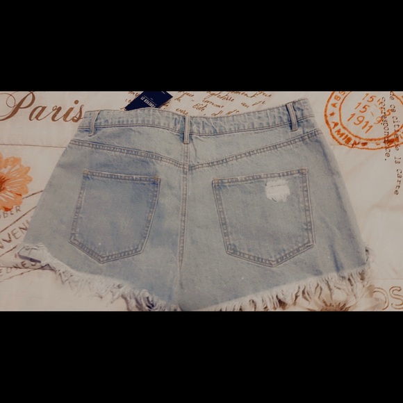 Distressed Shorts with Rhinestones - Picture 2 of 3